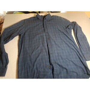 Arrow USA 1851 Heritage Twill Shirt L Tall Button Down Blue Gray Plaid Long Slee